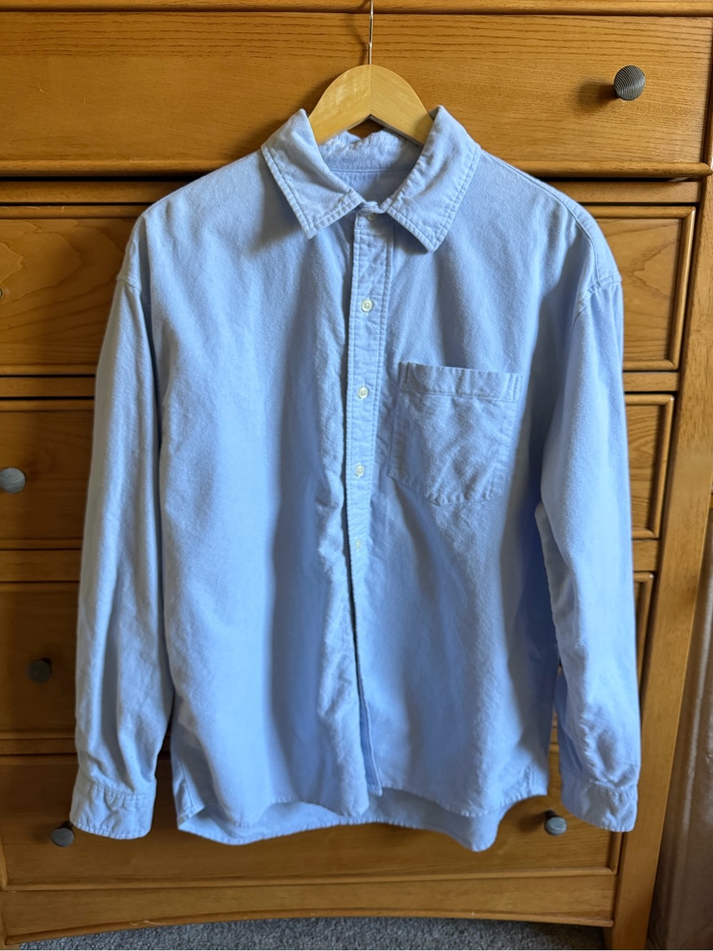 American Eagle Everyday Classic Fit Oxford Button-Up Shirt 100% Cotton Blue M